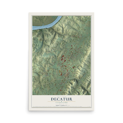 Map of Decatur, Tennessee, 12 x 18 inch unframed archival matte print