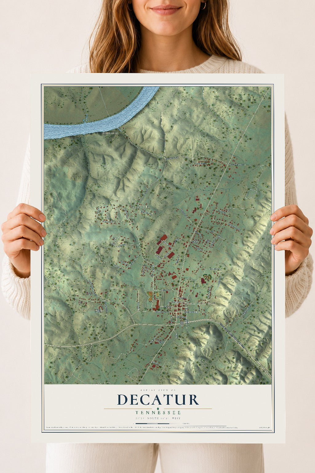 Map of Decatur, Tennessee, 18 x 24 inch unframed archival matte print