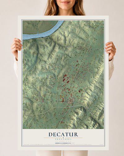Map of Decatur, Tennessee, 24 x 36 inch unframed archival matte print