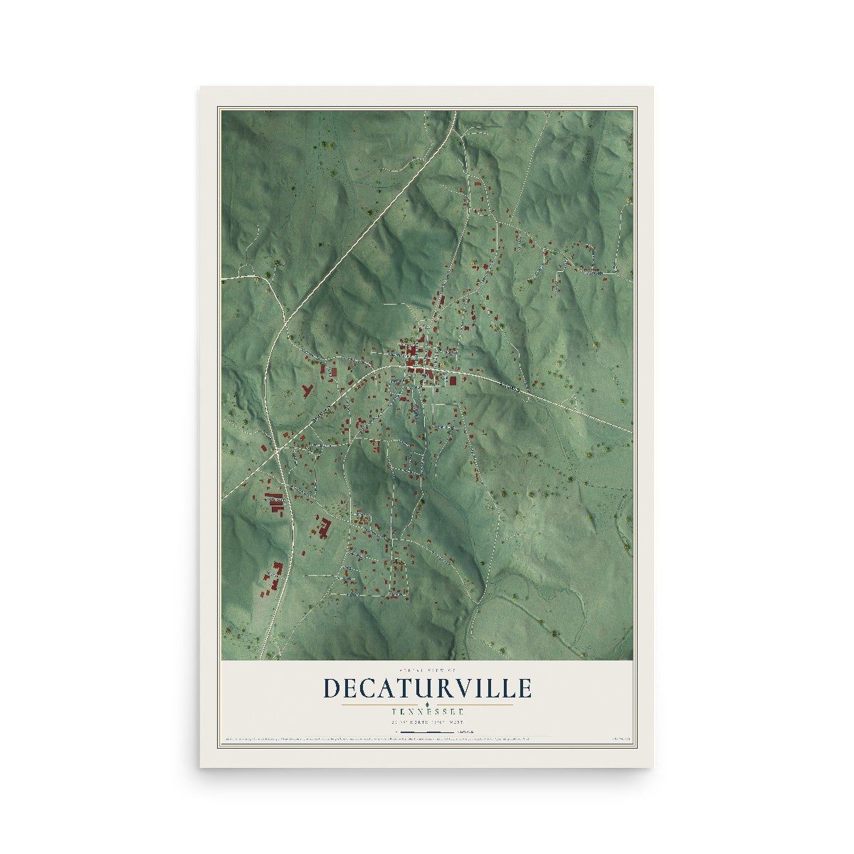 Map of Decaturville, Tennessee, 12 x 18 inch unframed archival matte print