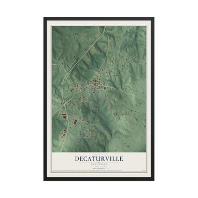Map of Decaturville, Tennessee, 12 x 18 inch print in a black wood frame