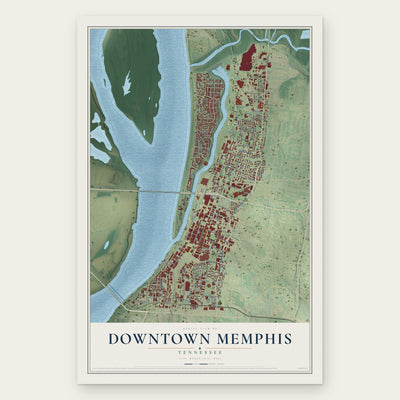 Downtown Memphis, Tennessee map print, the full design