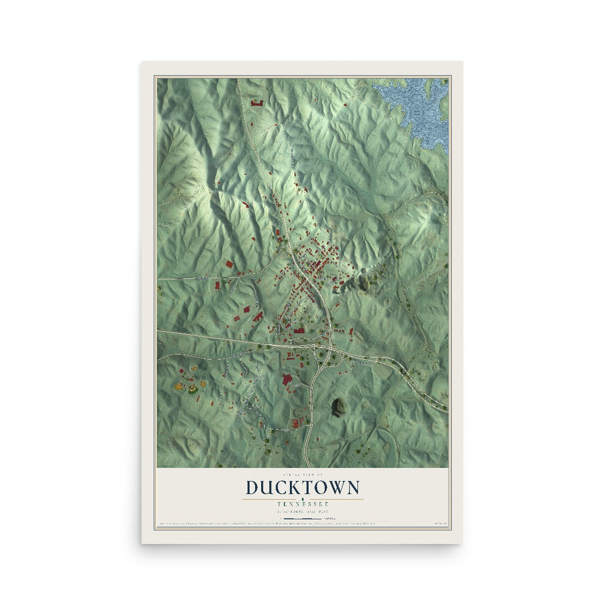 Map of Ducktown, Tennessee, 12 x 18 inch unframed archival matte print