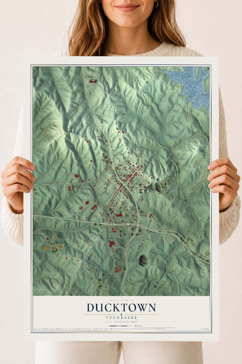 Map of Ducktown, Tennessee, 18 x 24 inch unframed archival matte print