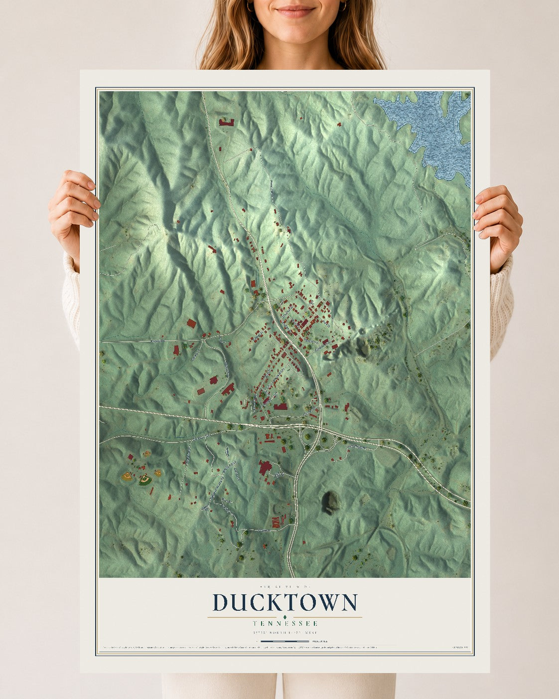 Map of Ducktown, Tennessee, 24 x 36 inch unframed archival matte print