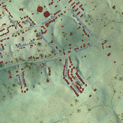 Second close-up of the map of Eagleton Village, Tennessee print showing more streets and buildings