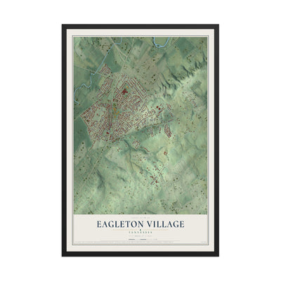 Map of Eagleton Village, Tennessee, 12 x 18 inch print in a black wood frame