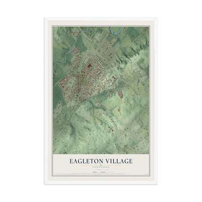 Map of Eagleton Village, Tennessee, 12 x 18 inch print in a white wood frame