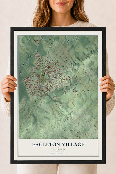 Map of Eagleton Village, Tennessee, 18 x 24 inch print in a black wood frame