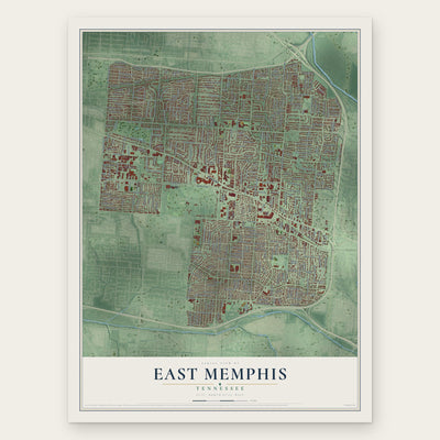 East Memphis, Tennessee map print, the full design