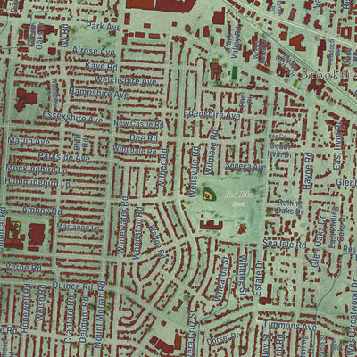 Close-up of the map of East Memphis, Tennessee print showing street and building detail