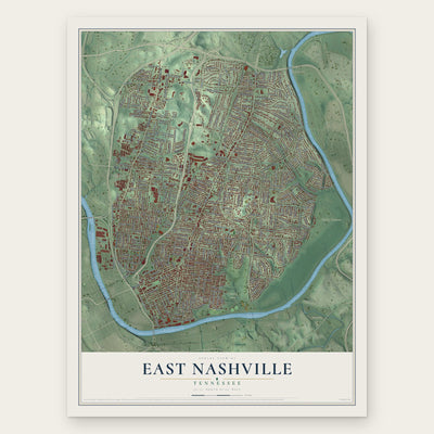 East Nashville, Tennessee map print, the full design