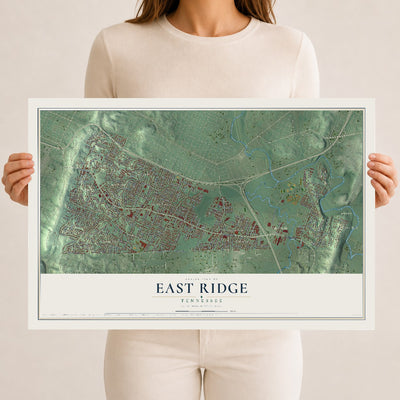 Map of East Ridge, Tennessee, 12 x 18 inch unframed archival matte print