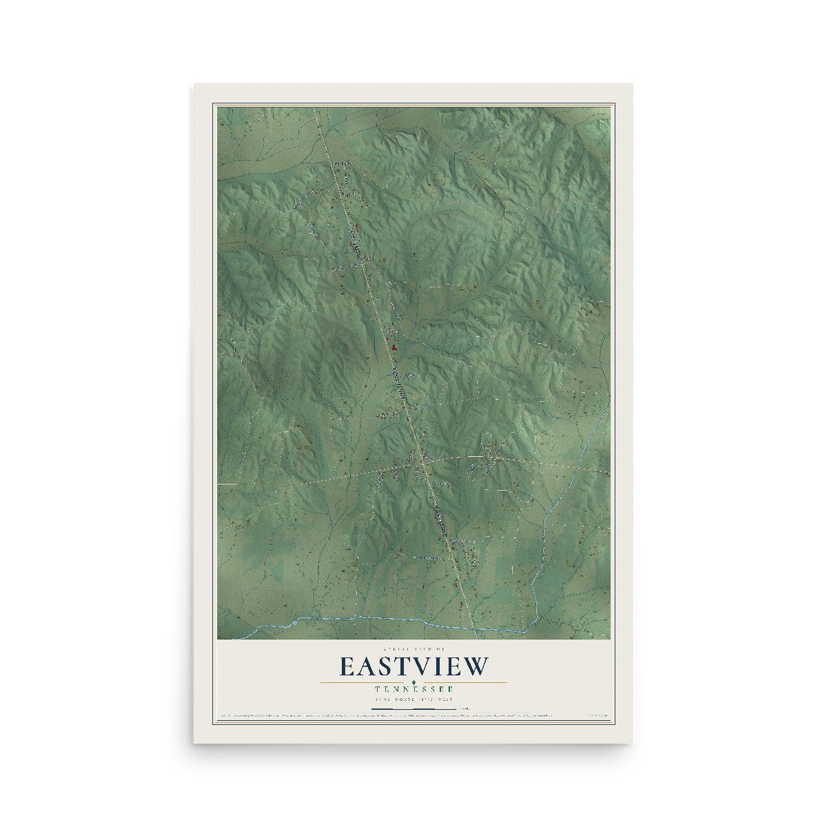 Map of Eastview, Tennessee, 12 x 18 inch unframed archival matte print