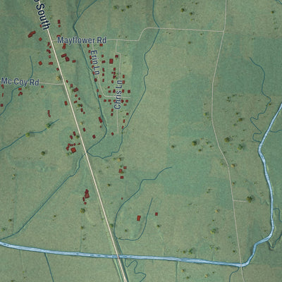 Close-up of the map of Eastview, Tennessee print showing street and building detail
