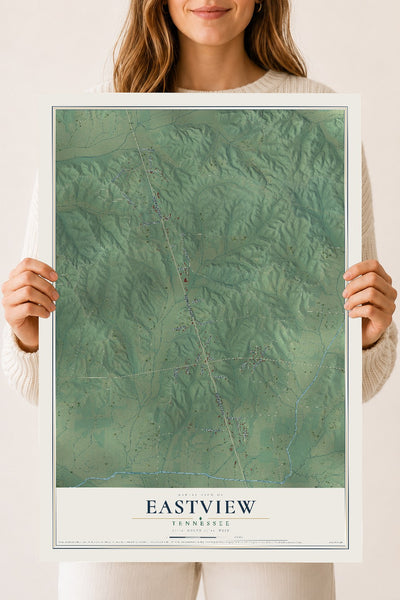 Map of Eastview, Tennessee, 18 x 24 inch unframed archival matte print