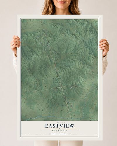 Map of Eastview, Tennessee, 24 x 36 inch unframed archival matte print