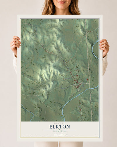 Map of Elkton, Tennessee, 24 x 36 inch unframed archival matte print