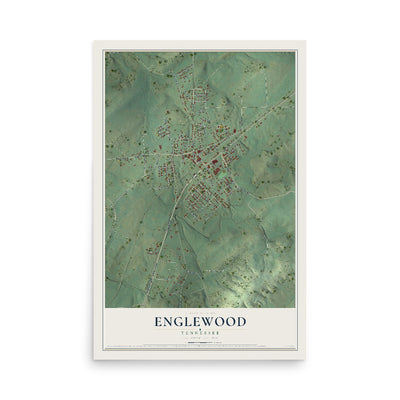 Map of Englewood, Tennessee, 12 x 18 inch unframed archival matte print