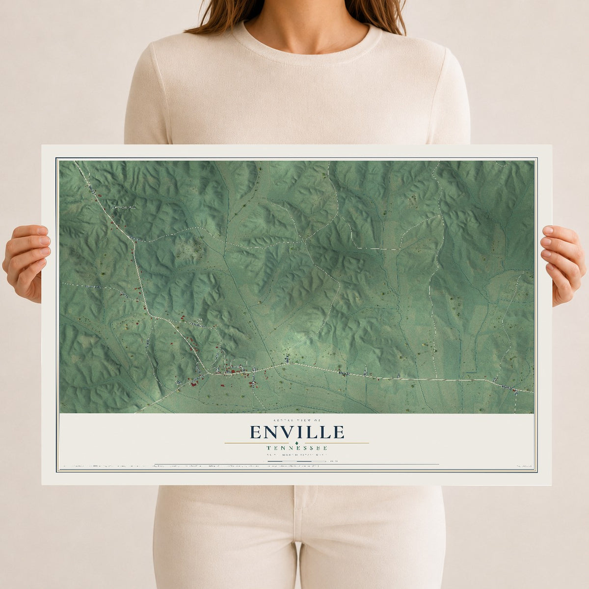 Map of Enville, Tennessee, 12 x 18 inch unframed archival matte print