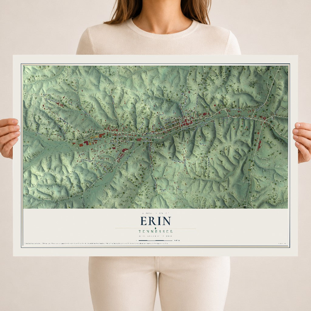 Map of Erin, Tennessee, 18 x 24 inch unframed archival matte print