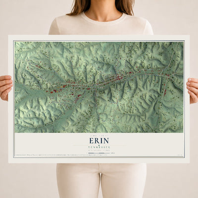Map of Erin, Tennessee, 18 x 24 inch unframed archival matte print