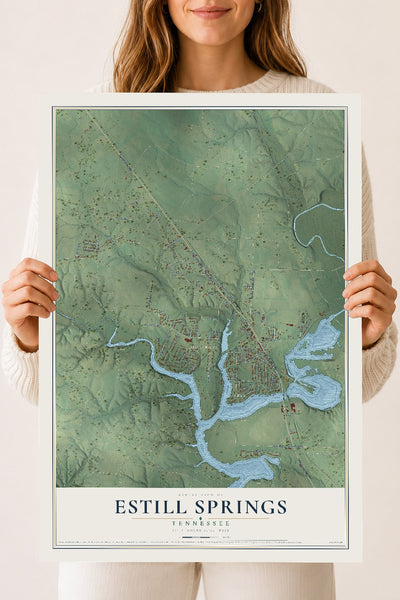 Map of Estill Springs, Tennessee, 18 x 24 inch unframed archival matte print