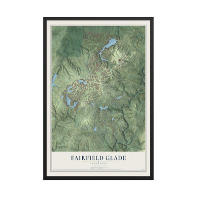 Map of Fairfield Glade, Tennessee, 12 x 18 inch print in a black wood frame