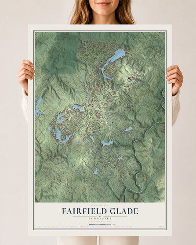 Map of Fairfield Glade, Tennessee, 24 x 36 inch unframed archival matte print