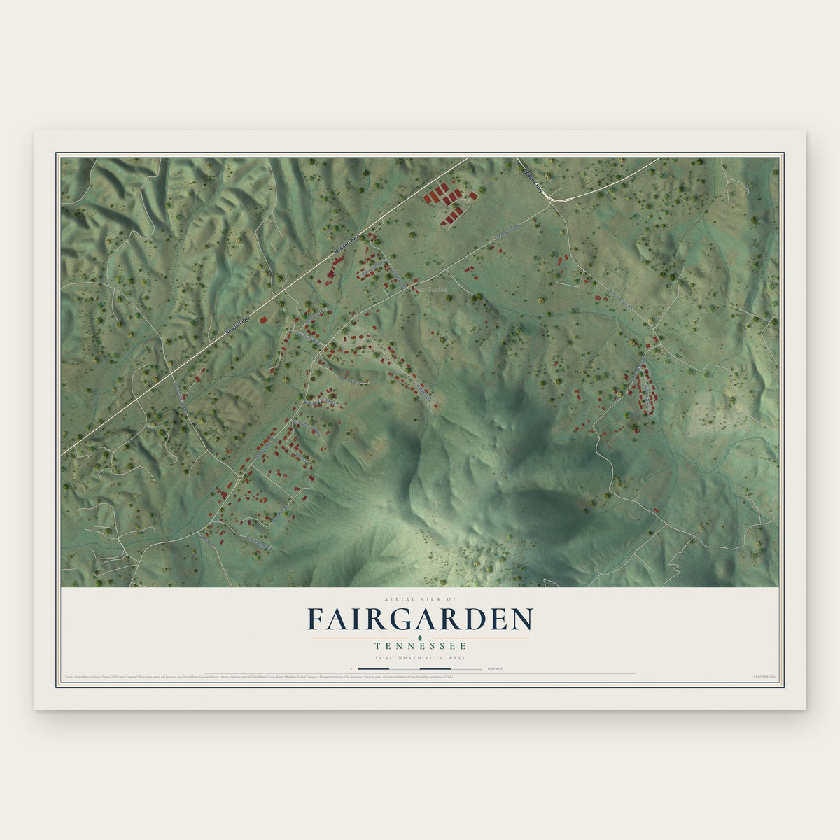 Fairgarden, Tennessee map print, the full design