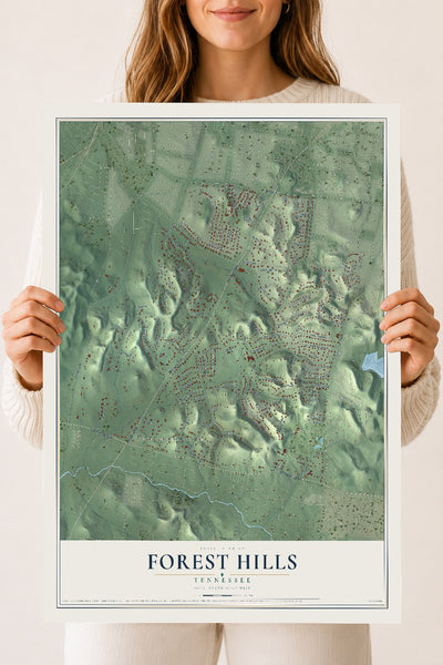 Map of Forest Hills, Tennessee, 18 x 24 inch unframed archival matte print