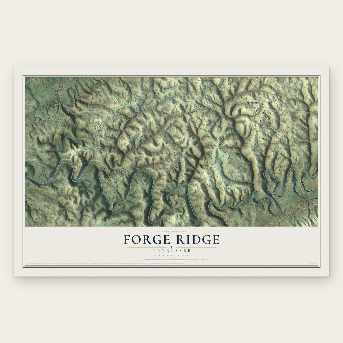 Forge Ridge, Tennessee map print, the full design