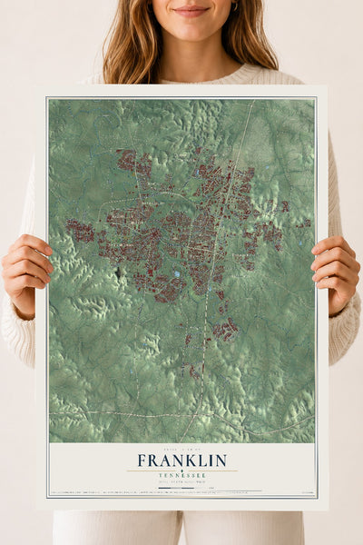 Map of Franklin, Tennessee, 18 x 24 inch unframed archival matte print