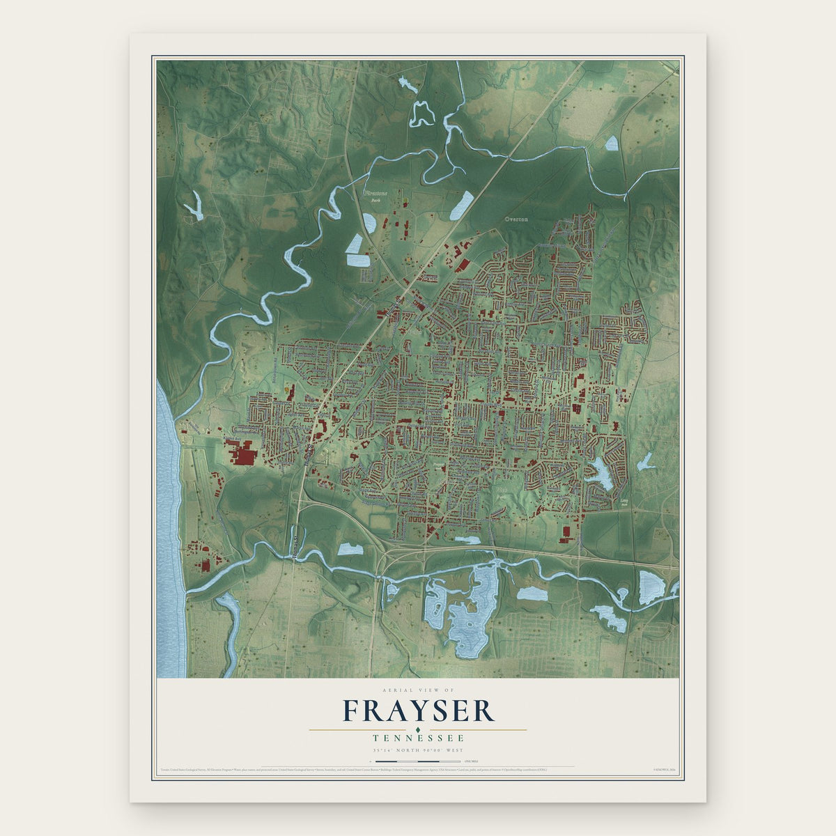 Frayser, Tennessee map print, the full design