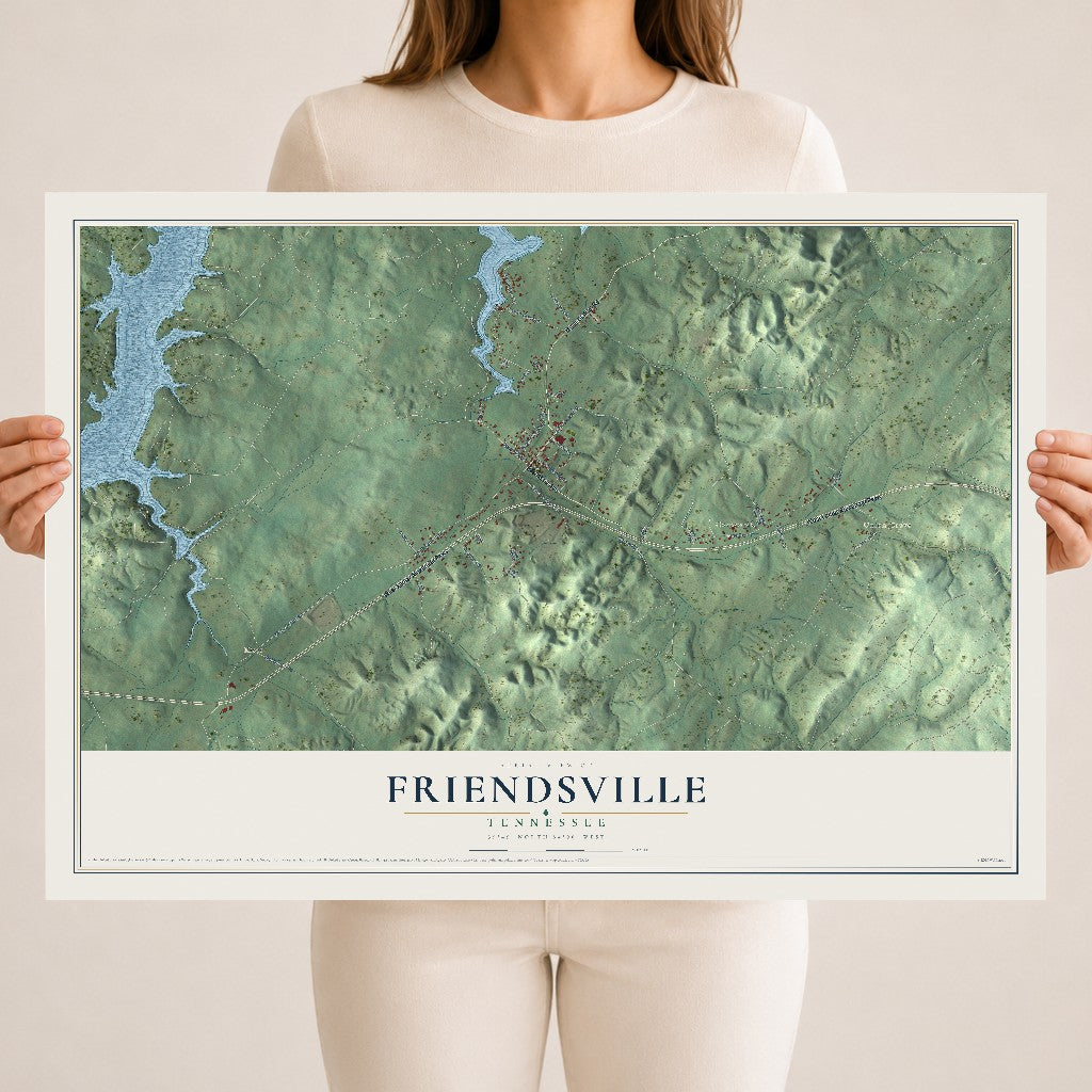 Map of Friendsville, Tennessee, 18 x 24 inch unframed archival matte print