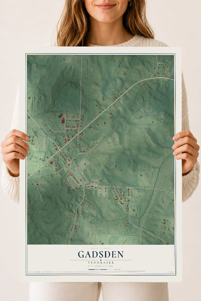 Map of Gadsden, Tennessee, 18 x 24 inch unframed archival matte print