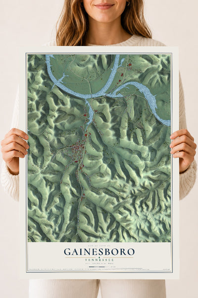 Map of Gainesboro, Tennessee, 18 x 24 inch unframed archival matte print