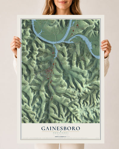 Map of Gainesboro, Tennessee, 24 x 36 inch unframed archival matte print