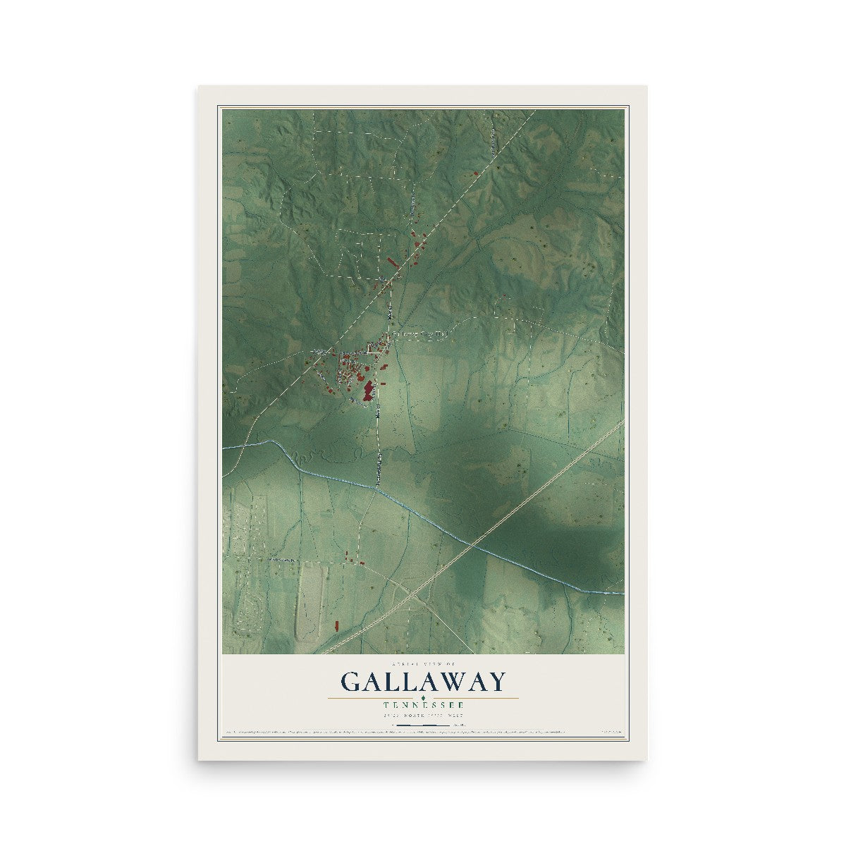 Map of Gallaway, Tennessee, 12 x 18 inch unframed archival matte print