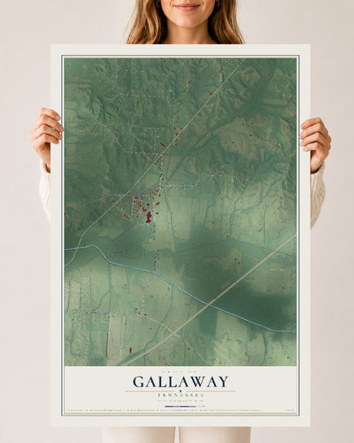 Map of Gallaway, Tennessee, 24 x 36 inch unframed archival matte print