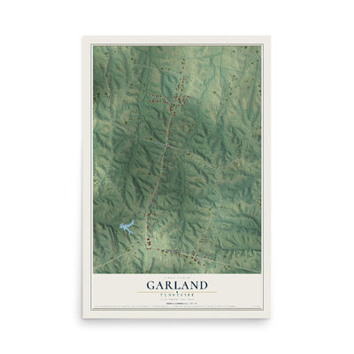 Map of Garland, Tennessee, 12 x 18 inch unframed archival matte print
