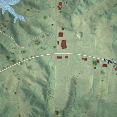 Close-up of the map of Garland, Tennessee print showing street and building detail