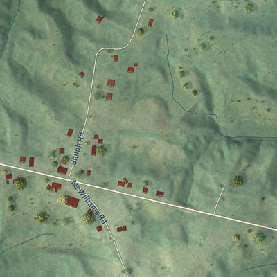 Second close-up of the map of Garland, Tennessee print showing more streets and buildings