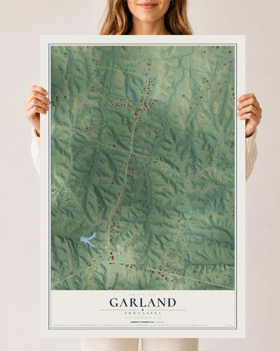 Map of Garland, Tennessee, 24 x 36 inch unframed archival matte print