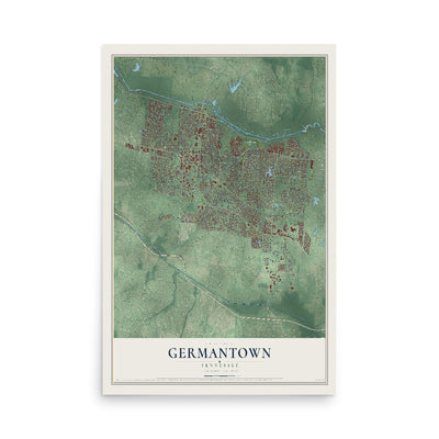 Map of Germantown, Tennessee, 12 x 18 inch unframed archival matte print