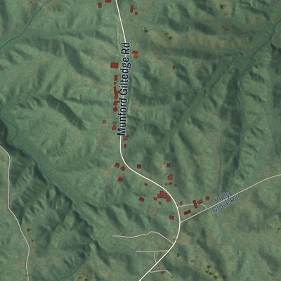 Close-up of the map of Gilt Edge, Tennessee print showing street and building detail