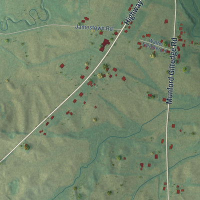 Second close-up of the map of Gilt Edge, Tennessee print showing more streets and buildings