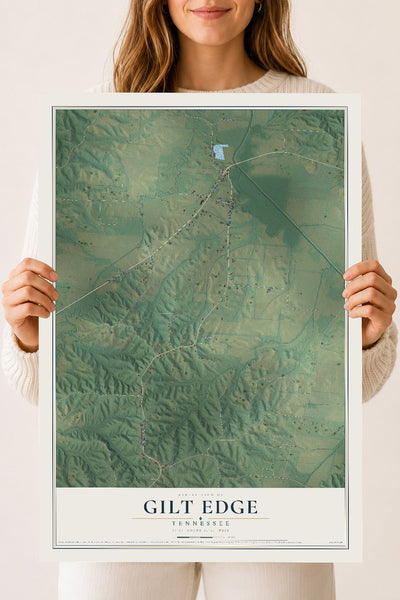 Map of Gilt Edge, Tennessee, 18 x 24 inch unframed archival matte print
