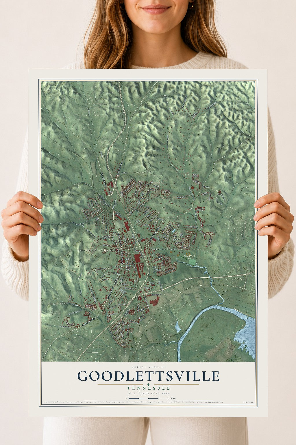 Map of Goodlettsville, Tennessee, 18 x 24 inch unframed archival matte print