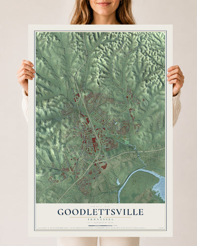 Map of Goodlettsville, Tennessee, 24 x 36 inch unframed archival matte print